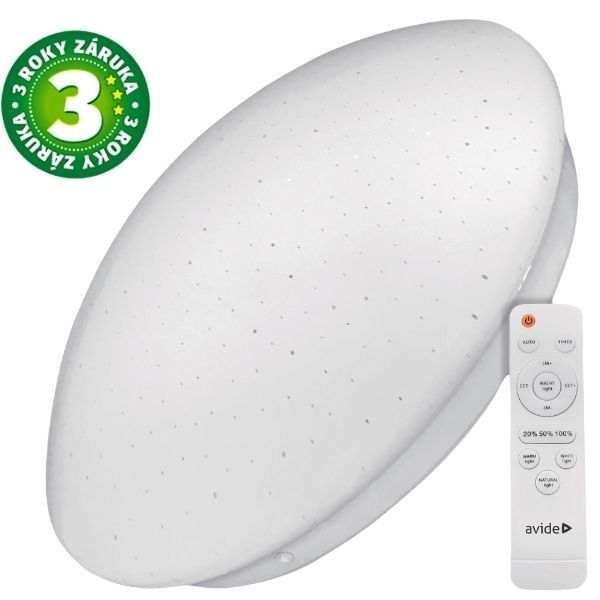 Prémiové led stropní svítidlo Avide Stella XL 50cm 48W 3360lm CCT dálkové ovládání, 3 roky