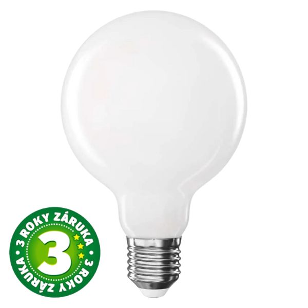 Ultra úsporná prémiová LED žárovka E27 průměr 95mm, 7,8W, 1055lm, teplá, ekv. 75W, 3 roky