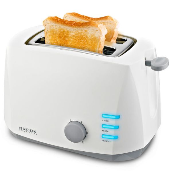 Topinkovač na 2 toasty Brock, 800W, funkce přihřátí a rozmrazení, bílý
